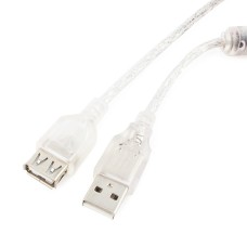 Кабель Gembird PRO USB 2.0 AM-AF 3 метра, прозрачный, 2 фер.кол [CCF-USB2-AMAF-TR-10]