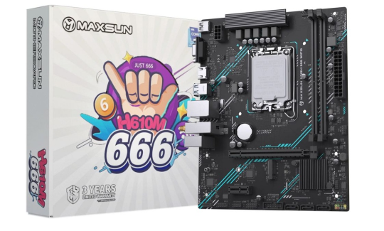 Материнская плата Maxsun MS-H610M 666 WIFI6 D5 H610, LGA1700,
2*DDR5, 1*PCIEx16, 1*PCIEx1, 1*M.2, 4*USB3.2Gen1, 5*USB2.0,
3*SATA3.0, 1G, VGA, HDMI, M-ATX, RTL