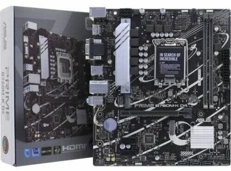 Материнская плата ASUS PRIME B760M-K D4, LGA 1700, Intel B760, 2xDDR4, 4xSATA, 2xM.2, 1xPCIe 4.0 x16, 2xPCIe x1, 1xHDMI, 1xVGA, 1x 2.5Gb LAN, 2xUSB-A 3.2 Gen 1, 2xUSB-A 2.0, 3x3.5 мм, 7.1, mATX
