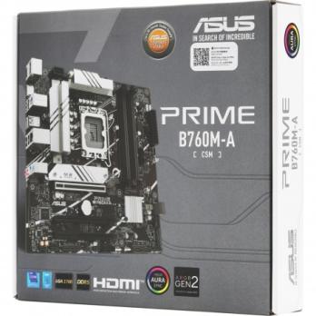 Материнская плата ASUS PRIME B760M-A-CSM, Socket LGA 1700, Intel B760, 4xDDR5, 4xSATA, 2xM.2, 1xPCIe 4.0 x16, 1xPCIe 4.0 x4, 2xHDMI, 1xDP, 1x 2.5Gb LAN, 2xUSB-A 3.1, 4xUSB-A 2.0, 3x3.5 мм, 7.1, mATX