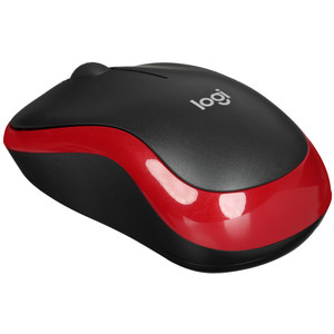 Мышь беспроводная Logitech M185, красный, 1000 dpi, радиоканал, USB, кнопки - 3