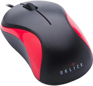 Мышь проводная Oklick 115S черный/красный, 1200 dpi, USB, кнопки - 3