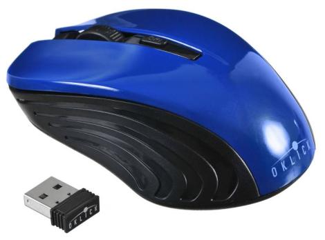 Мышь беспроводная Oklick 545MW черный/синий, 1600 dpi, радиоканал, USB, кнопки - 4