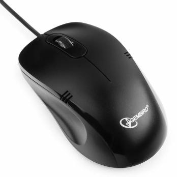 Мышь проводная Gembird MOP-100 черный, 1000 dpi, USB, кнопки - 3