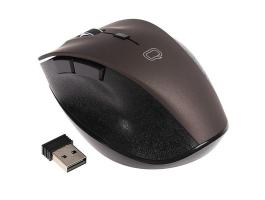 Мышь беспроводная Qumo Office Elite M55 коричневый, 2400 dpi, радиоканал, USB, кнопки - 6