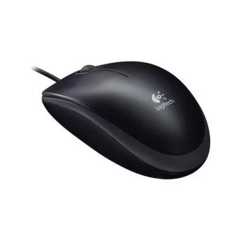 Мышь проводная Logitech B100 черный, 1000 dpi, USB, кнопки - 3