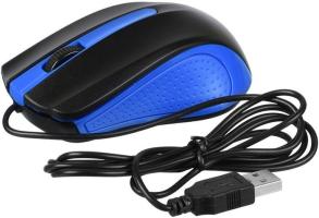 Мышь проводная Acer OMW011 черный/синий, 1200 dpi, USB, кнопки - 3