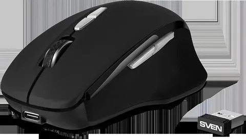 Мышь беспроводная SVEN RX-590SW черный, 1600 dpi, радиоканал, Bluetooth, USB, кнопки - 7