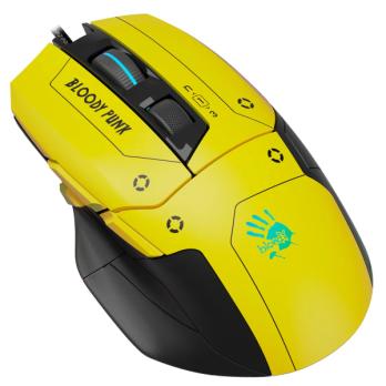 Мышь проводная A4Tech Bloody W70 Max желтый/черный, 10000 dpi, USB, кнопки - 9