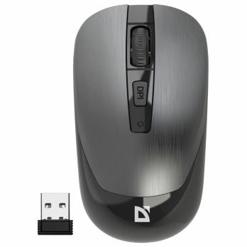 Мышь беспроводная Defender Wave MM-995 серебристый, 1600 dpi, радиоканал, USB, кнопки - 4