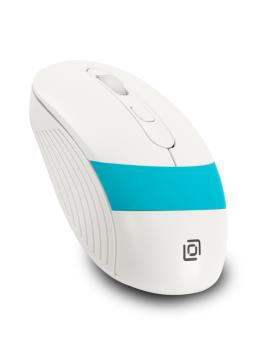 Мышь беспроводная Oklick 310MW белый/синий, 3200 dpi, радиоканал, USB, кнопки - 4