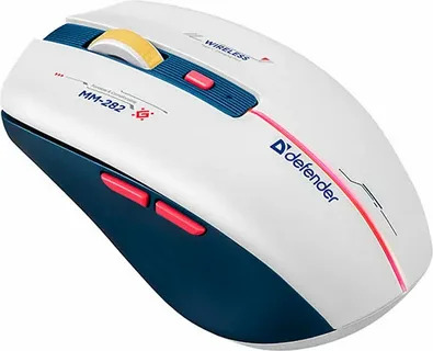 Мышь беспроводная Defender Dila MM-282 белый/синий, 1800 dpi, радиоканал, USB, кнопки - 6