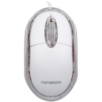 Мышь проводная Гарнизон GM-100W белый, 1000 dpi, USB, кнопки - 3