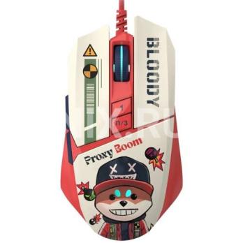 Мышь проводная A4Tech Bloody W63 Max Proxy Boom бежевый/красный, 12000 dpi, USB, кнопки - 9