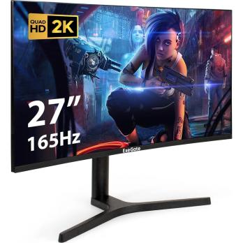 Монитор 27" ExeGate Combat EC2700TA VA 2560x1440, 165 Гц, 1 мс, 16:9, 300 кд/м², 1xHDMI, 1xDP, 2xUSB, 3.5 мм, изогнутый R1500, черный