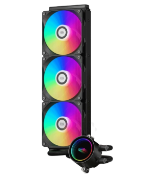 Комплект водяного охлаждения PCCooler DA360 ARGB BK  LGA115X/1200/1700/1851/20XX /AM4/AM5 (6шт/кор, TDP 300W, 3х120mm PWM ARGB FAN) / DA360-BKAWXX-GL