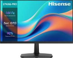 Монитор 27" Hisense 27N3Q-PRO IPS 1920x1080, 144 Гц, 5 мс, 16:9, 250 кд/м², HDMI 1.4, DP, VGA, 3.5 Jack, динамики (2x2 Вт), Adaptive-Sync, черный