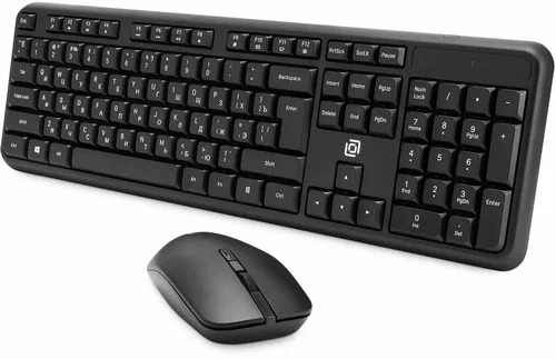 Комплект клавиатура+мышь Oklick S277W беспроводной, USB, 1600 DPI, чёрный