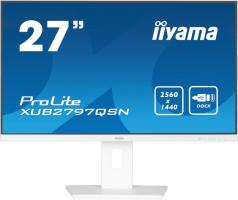 Монитор 27" Iiyama ProLite XUB2797QSN-W2 IPS 2560x1440, 100 Гц, 1 мс, 16:9, 300 кд/м², HDMI 2.0, DP 1.4, 3.5 Jack, USB-C (65 Вт), USB Hub (3x USB 3.0), Ethernet, динамики (2x2 Вт), Adaptive-Sync, белый