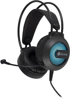 Гарнитура Oklick HS-L300G чёрный, проводная, 3.5 мм, подсветка