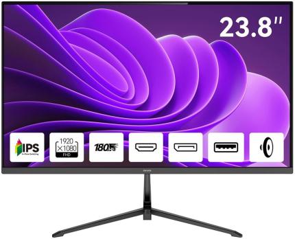 Монитор 23.8" Aiwa MD2410 IPS 1920x1080, 180 Гц, 1 мс, 16:9, 300 кд/м², 2xHDMI 2.0, DP, 3.5 Jack, динамики (2x2 Вт), HDR10, FreeSync, G-Sync Compatible, черный