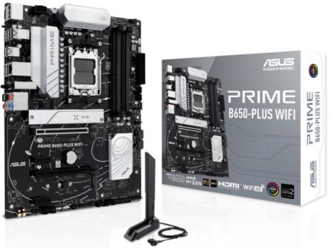 Материнская плата ASUS PRIME B650-PLUS WIFI, AM5, AMD B650, 4xDDR5, 4xSATA, 2xM.2, 1xPCIe 4.0 x16, 2xPCIe 4.0 x1, 1xDP, 1xHDMI, 1x2.5Gb LAN, Wi-Fi 6E, Bluetooth 5.3, 4xUSB-A 10Gbps, 2xUSB-A 5Gbps, 2xUSB-A 2.0, 5x3.5 мм, 7.1, ATX
