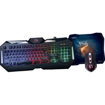 Комплект клавиатура+мышь Qumo Spirit of Wisdom проводной, USB, 2400 DPI, чёрный