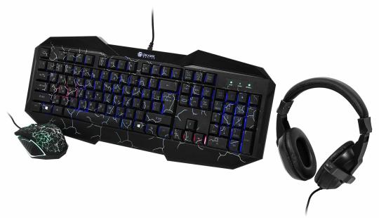Комплект клавиатура+мышь Oklick HS-HKM100G проводной, USB, 2400 DPI, чёрный
