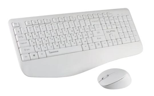 Комплект клавиатура+мышь Qumo Space K57/M75 беспроводной, USB, 1200 DPI, белый