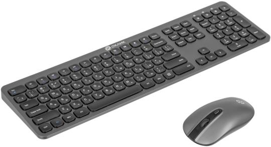 Комплект клавиатура+мышь Oklick 300M беспроводной, USB, 1600 DPI, серый/чёрный