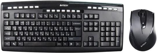 Комплект клавиатура+мышь A4TECH 9300F беспроводной, USB, 2000 DPI, чёрный