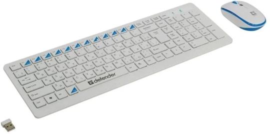 Комплект клавиатура+мышь Defender Skyline 895 беспроводной, USB, 2000 DPI, белый