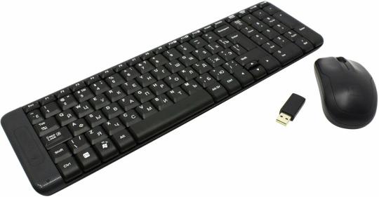 Комплект клавиатура+мышь Logitech MK220 беспроводной, USB, 1000 DPI, чёрный