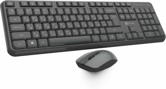 Комплект клавиатура+мышь Oklick S277W беспроводной, USB, 1600 DPI, серый