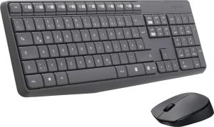 Комплект клавиатура+мышь Logitech MK235 беспроводной, USB, 1000 DPI, серый