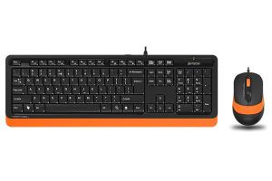 Комплект клавиатура+мышь A4Tech FStyler F1010 проводной, USB, 1600 DPI, чёрный/оранжевый