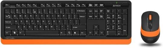 Комплект клавиатура+мышь A4Tech FStyler FG1010 беспроводной, USB, 2000 DPI, чёрный/оранжевый