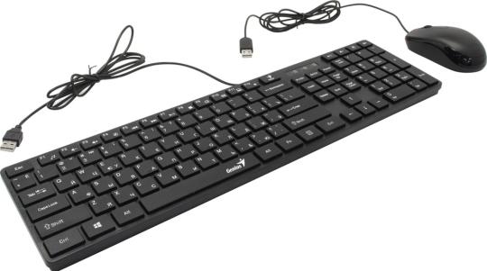 Комплект клавиатура+мышь Genius SlimStar C126 проводной, USB, 1000 DPI, чёрный