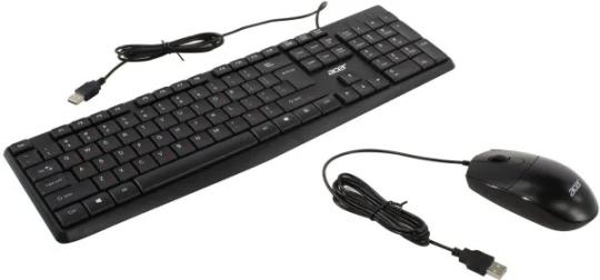 Комплект клавиатура+мышь Acer OMW141 проводной, USB, 1200 DPI, чёрный