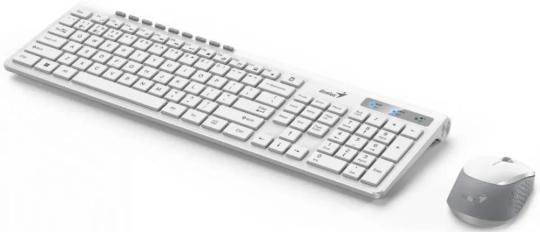 Комплект клавиатура+мышь Genius SlimStar 8230 беспроводной, USB + Bluetooth, 1000 DPI, белый