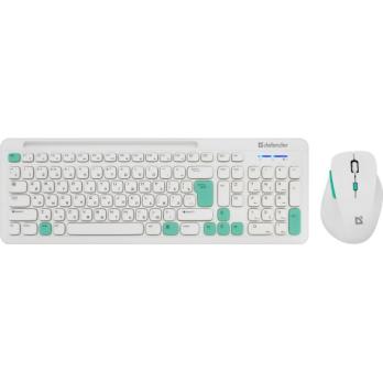 Комплект клавиатура+мышь Defender Cerrato C-978 беспроводной, USB, 1600 DPI, белый/голубой