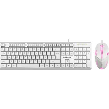 Комплект клавиатура+мышь Defender Motion C-977 проводной, USB, 1600 DPI, белый