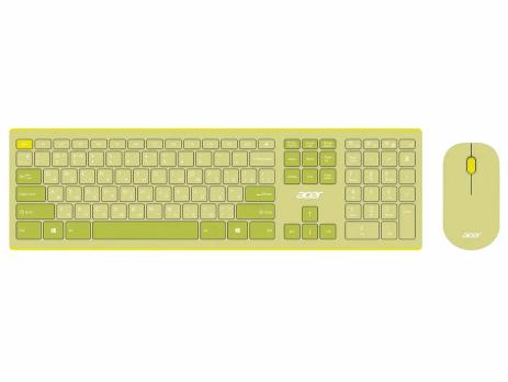 Комплект клавиатура + мышь Acer OCC205 беспроводной USB, 1200 dpi, зеленый/желтый