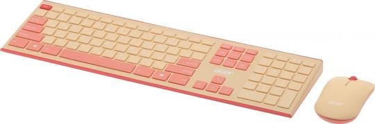 Комплект клавиатура + мышь Acer OCC205 беспроводной USB, 1200 dpi, розовый/бежевый