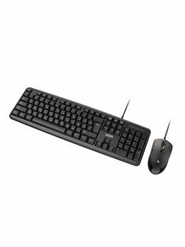 Комплект клавиатура и мышь ABR KM600 черный, интерфейс USB, проводной, RU/EN