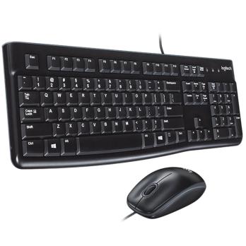 Комплект клавиатура+мышь Logitech MK120 проводной, USB, 1000 DPI, чёрный (неоригинальная гравировка)