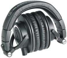 Гарнитура проводная AUDIO-TECHNICA ATH-M50X Black мониторные,закрытые,диаметр 45мм,част 15-28000Гц,макс. входн мощность 1600мВт,импеданс 38Ом,чувствительность 99дБ,два кабеля в комплекте: витой и прямой, черный