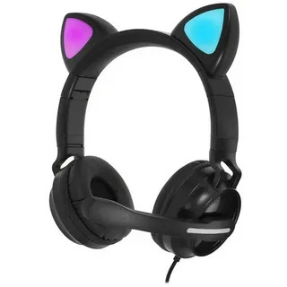 Гарнитура QUMO Game Cat чёрный, проводная, USB, подсветка