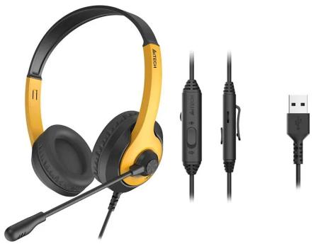 Гарнитура A4Tech Fstyler FH100U желтый/черный, проводная