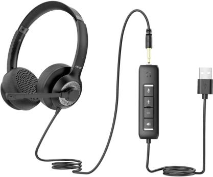 Гарнитура Acer OHW309 чёрный, проводная, USB/mini jack 3.5 мм